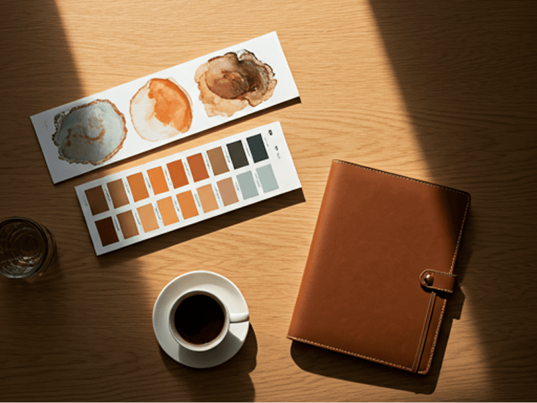 A consultation desk where Al Resins discusses client vision and style preferences